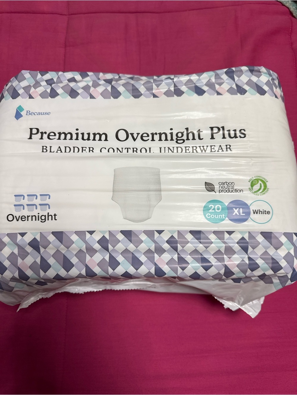 Premium Overnight Plus Bladder Control Underwear - White (XL)